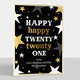 Gold Foil Happy Twenty Twenty One Flat New Year Cards Image 1 of 3